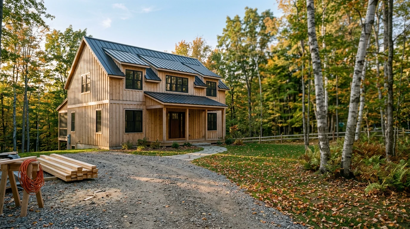 Custom home under construction in Traverse City, Michigan